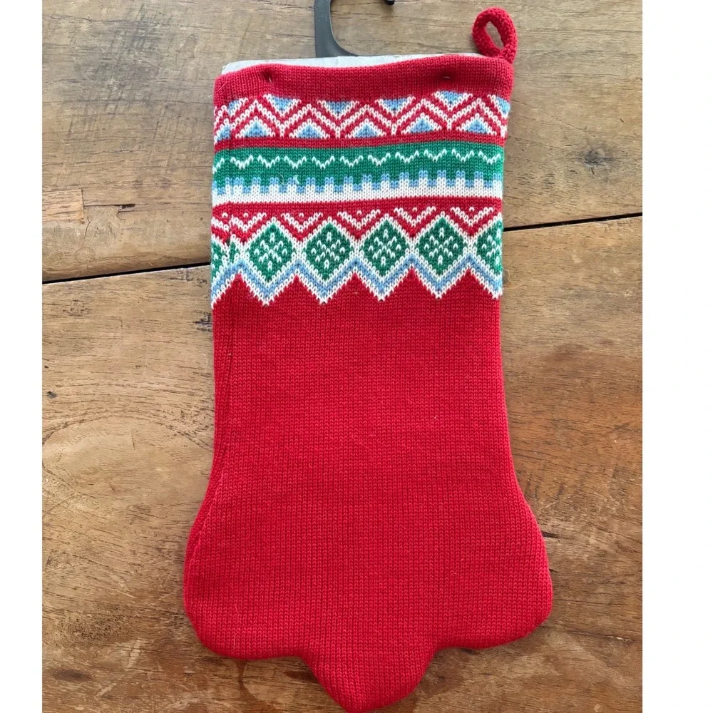 Red Knit Pet Cat Christmas Stocking Paw Shape Crochet Mouse The‎ Jabara Group